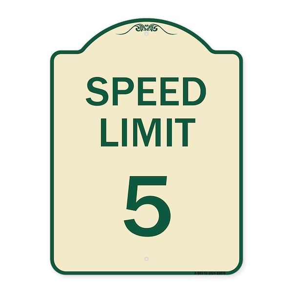 Speed Regulation Speed Limit 5 Mph Heavy-Gauge Aluminum Architectural Sign, 24" x 18", TG-1824-22876